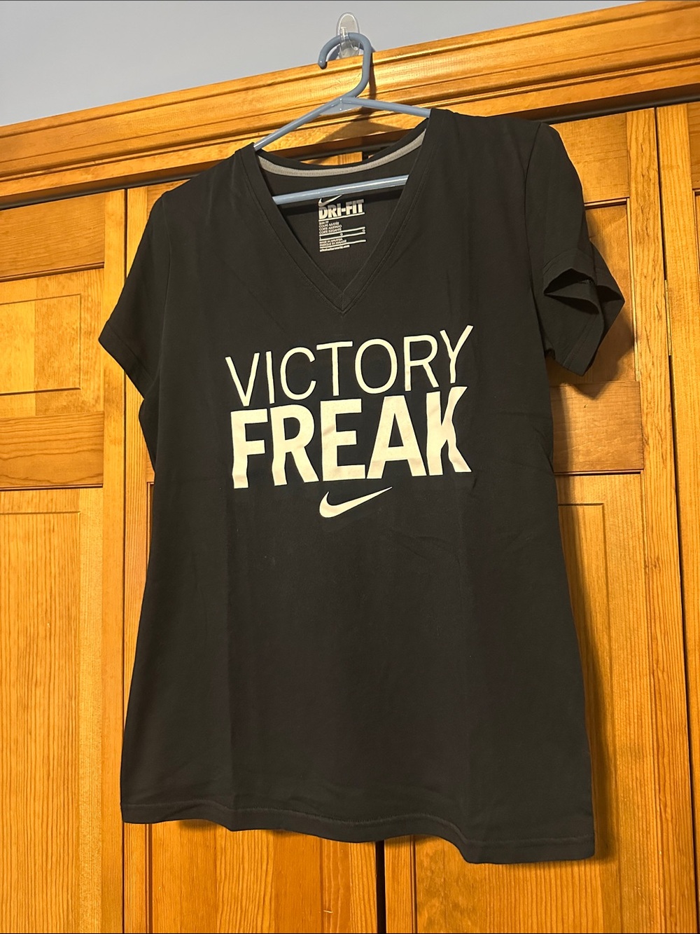 Nike Women’s Black V-Neck 'Victory Freak' Graphic Tee